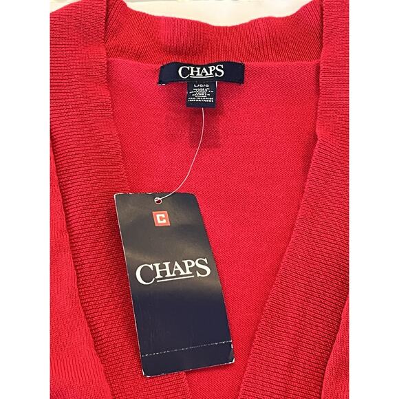 Ralph Lauren Chaps Cardigan Women SZ L Open NEW 3/4 Sleeve Yacht Red Cropped NWT - Picture 5 of 8